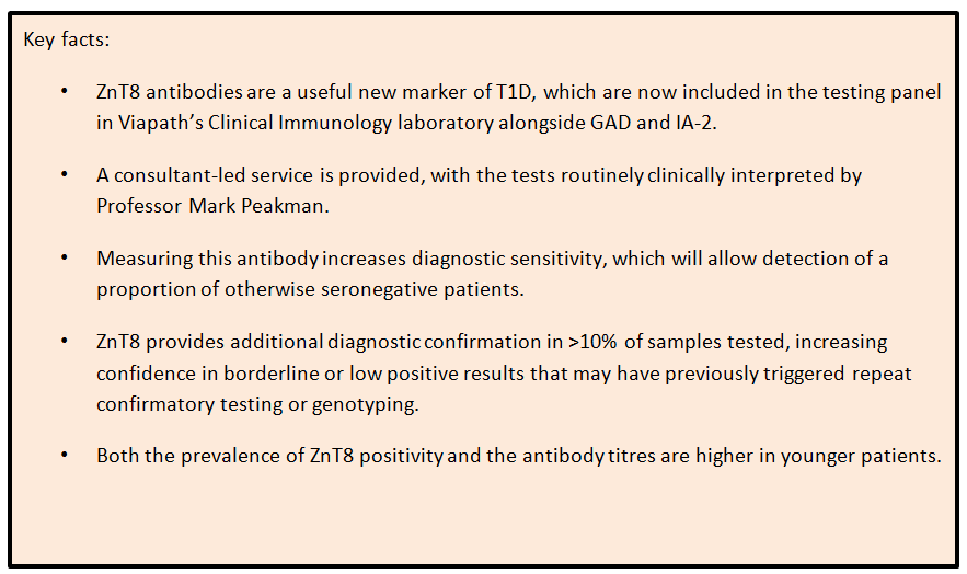 New test for diagnosing diabetes Zinc transporter8 autoantibodies